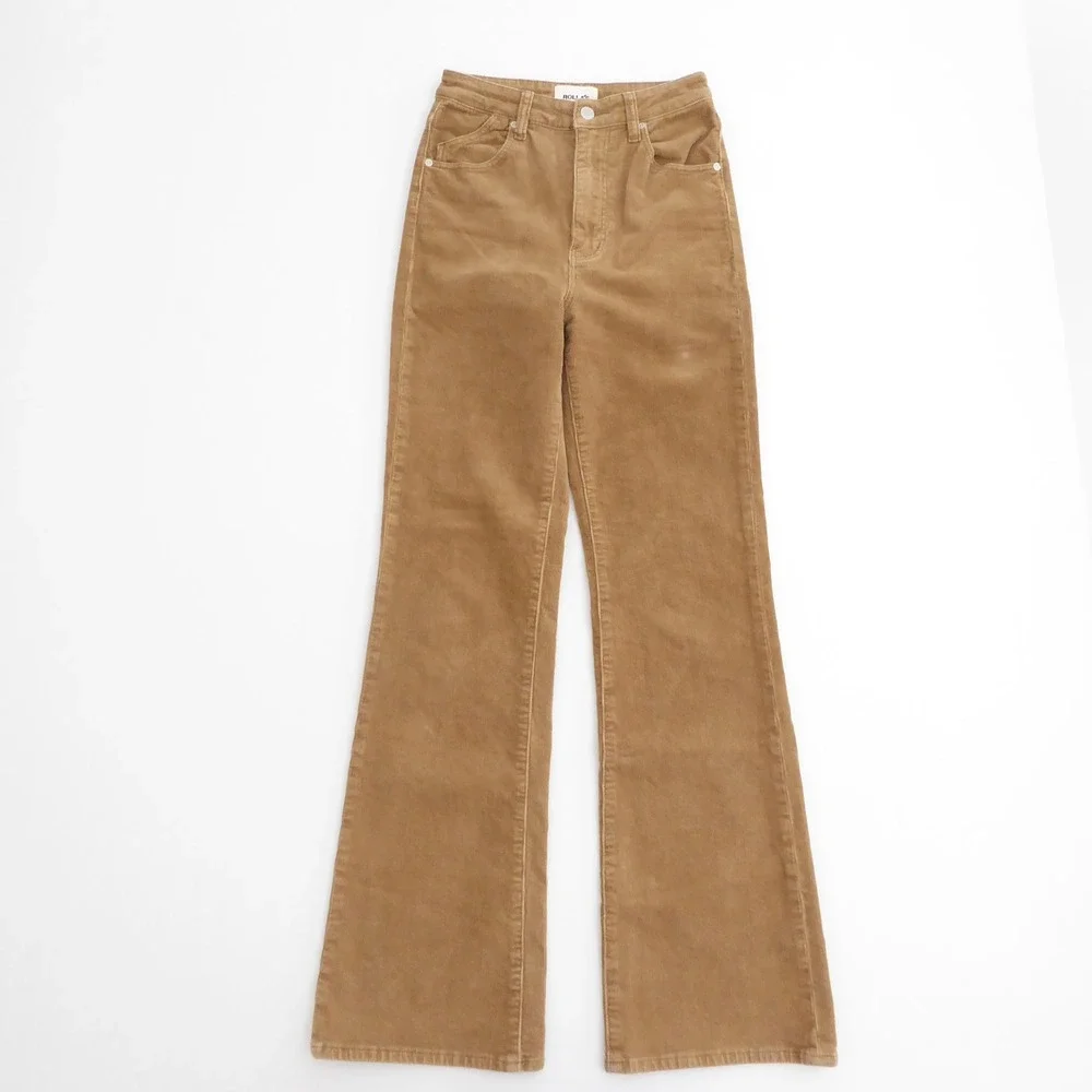 Rolla's Women Dusters Bootcut Tan Corduroy High Rise Slim Bootcut 26 - Picture 1 of 12